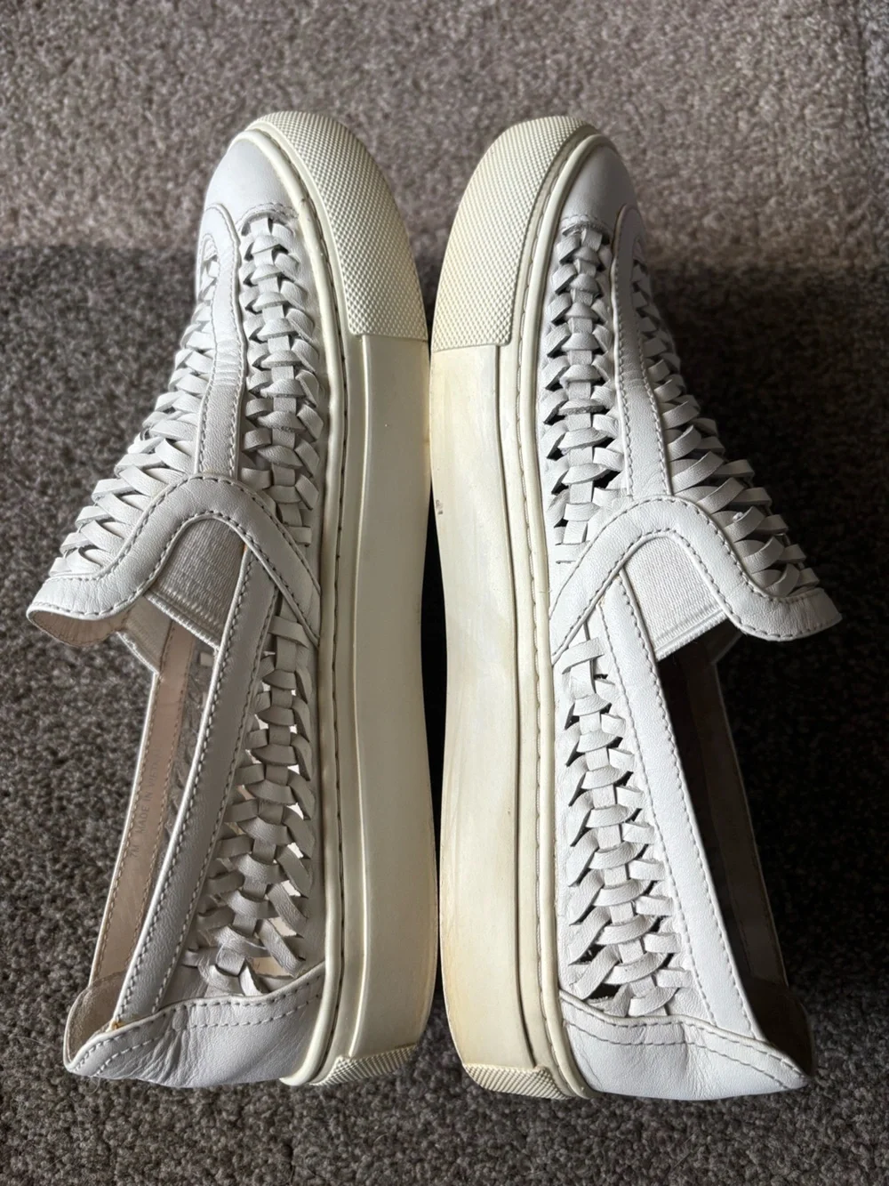 Tory Burch Huarache Ivory Cream White Woven Slip-on Sneakers - 7